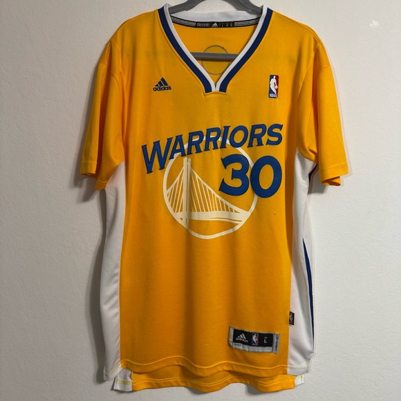 Vintage 2013 Stephen Curry Jersey Sleeve Yellow Adidas Golden State Warriors L